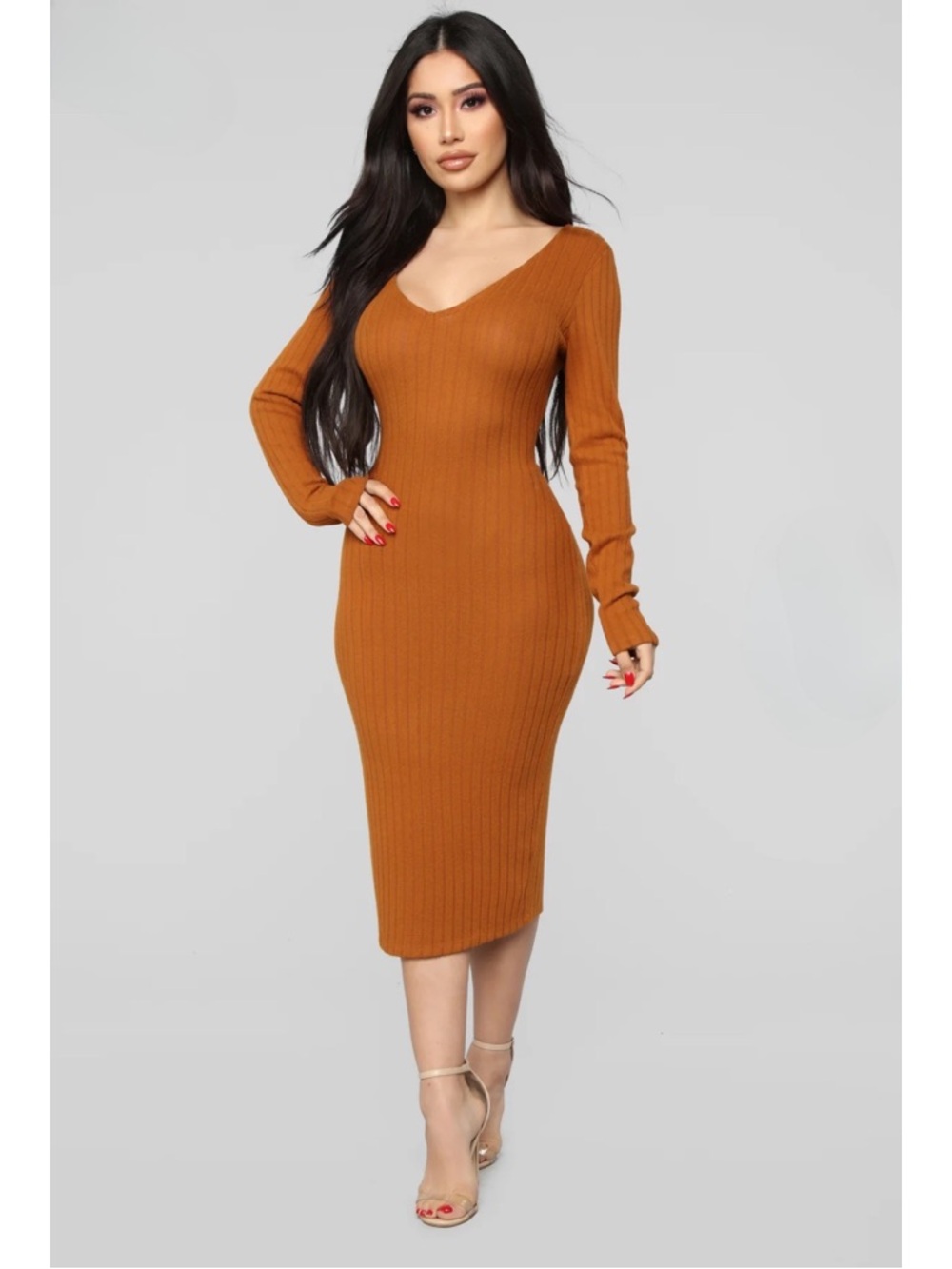 Fashion NOVA Ribbed Bodycon Midi Dress